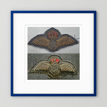 Royal Air Force & Royal Canadian Air Force (RCAF). Bullion thread Wings, WW2 — photograph presentation mockup