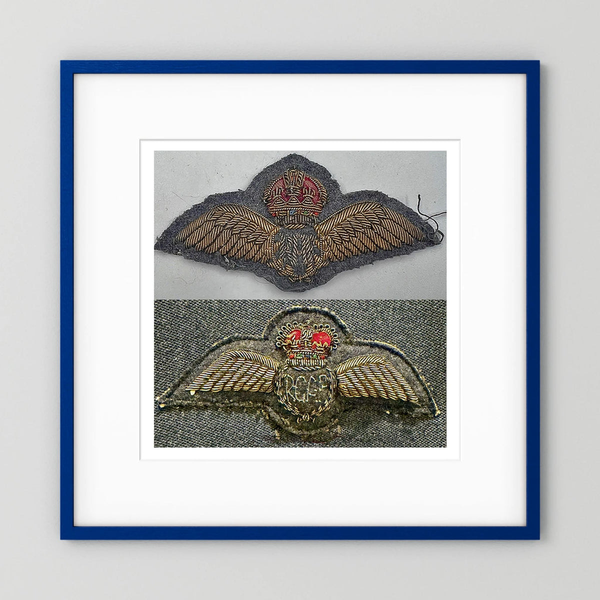 Royal Air Force & Royal Canadian Air Force (RCAF). Bullion thread Wings, WW2 — photograph presentation mockup