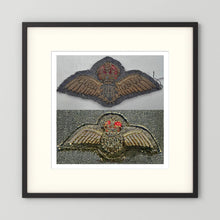 Royal Air Force & Royal Canadian Air Force (RCAF). Bullion thread Wings, WW2 — photograph presentation mockup