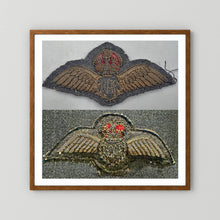 Royal Air Force & Royal Canadian Air Force (RCAF). Bullion thread Wings, WW2 — photograph presentation mockup