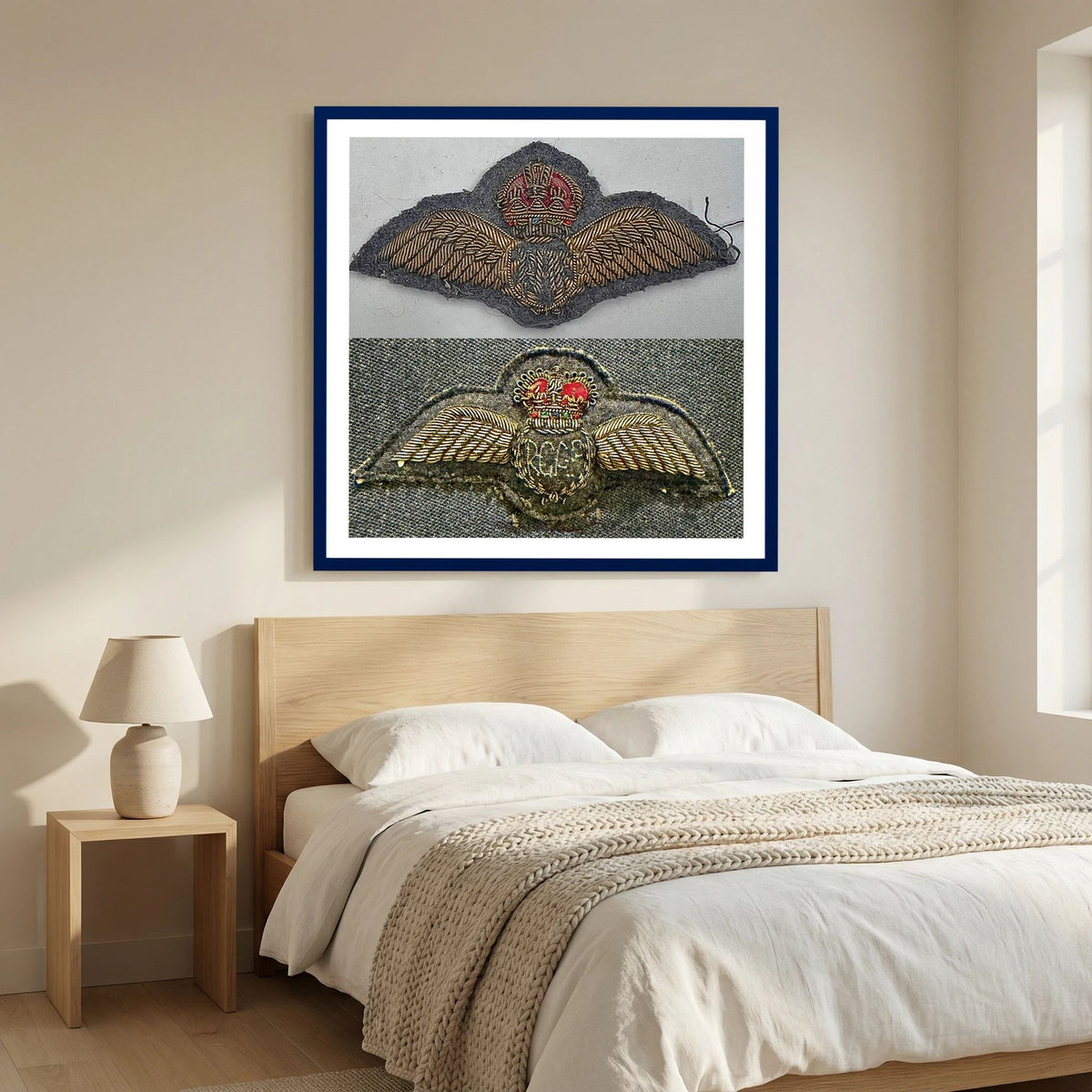 Royal Air Force & Royal Canadian Air Force (RCAF). Bullion thread Wings, WW2 — photograph presentation mockup