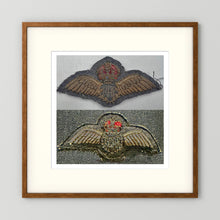 Royal Air Force & Royal Canadian Air Force (RCAF). Bullion thread Wings, WW2 — photograph presentation mockup