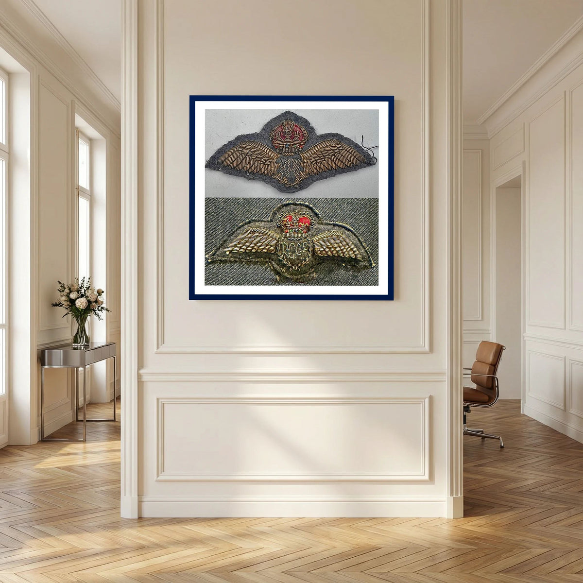 Royal Air Force & Royal Canadian Air Force (RCAF). Bullion thread Wings, WW2 — photograph presentation mockup