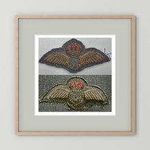 Royal Air Force & Royal Canadian Air Force (RCAF). Bullion thread Wings, WW2 — photograph presentation mockup