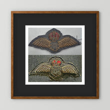 Royal Air Force & Royal Canadian Air Force (RCAF). Bullion thread Wings, WW2 — photograph presentation mockup