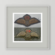 Royal Air Force & Royal Canadian Air Force (RCAF). Bullion thread Wings, WW2 — photograph presentation mockup