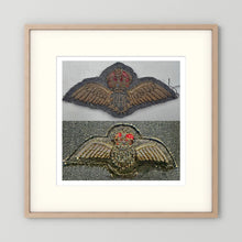 Royal Air Force & Royal Canadian Air Force (RCAF). Bullion thread Wings, WW2 — photograph presentation mockup