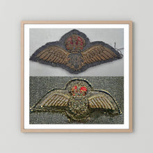 Royal Air Force & Royal Canadian Air Force (RCAF). Bullion thread Wings, WW2 — photograph presentation mockup