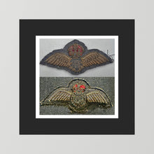 Royal Air Force & Royal Canadian Air Force (RCAF). Bullion thread Wings, WW2 — photograph presentation mockup