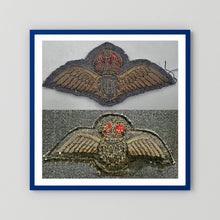 Royal Air Force & Royal Canadian Air Force (RCAF). Bullion thread Wings, WW2 — photograph presentation mockup