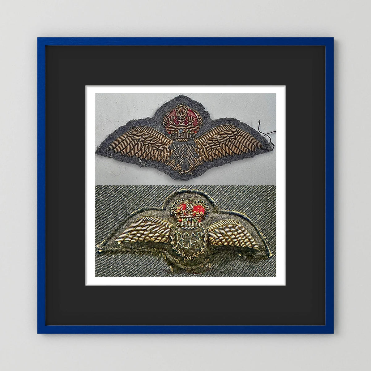 Royal Air Force & Royal Canadian Air Force (RCAF). Bullion thread Wings, WW2 — photograph presentation mockup