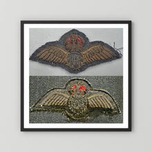 Royal Air Force & Royal Canadian Air Force (RCAF). Bullion thread Wings, WW2 — photograph presentation mockup