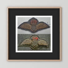 Royal Air Force & Royal Canadian Air Force (RCAF). Bullion thread Wings, WW2 — photograph presentation mockup