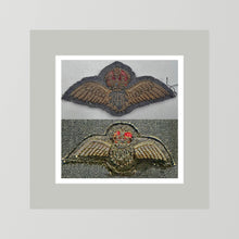 Royal Air Force & Royal Canadian Air Force (RCAF). Bullion thread Wings, WW2 — photograph presentation mockup