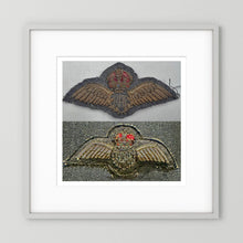 Royal Air Force & Royal Canadian Air Force (RCAF). Bullion thread Wings, WW2 — photograph presentation mockup