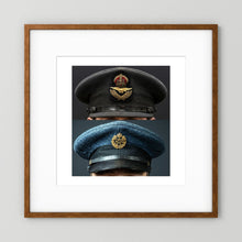 Composite image showing Royal Air Force Visor Caps. Pilot Officer and Ordinary Airman