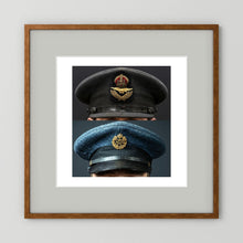 Composite image showing Royal Air Force Visor Caps. Pilot Officer and Ordinary Airman