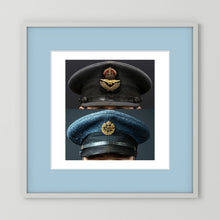 Composite image showing Royal Air Force Visor Caps. Pilot Officer and Ordinary Airman