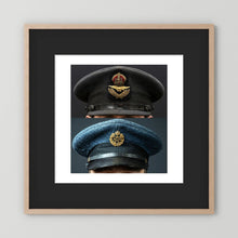 Composite image showing Royal Air Force Visor Caps. Pilot Officer and Ordinary Airman