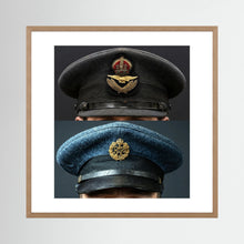 Composite image showing Royal Air Force Visor Caps. Pilot Officer and Ordinary Airman