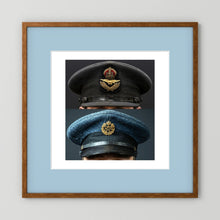 Composite image showing Royal Air Force Visor Caps. Pilot Officer and Ordinary Airman