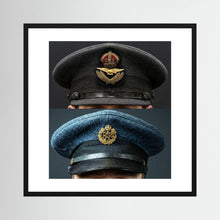 Composite image showing Royal Air Force Visor Caps. Pilot Officer and Ordinary Airman