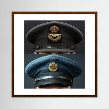 Composite image showing Royal Air Force Visor Caps. Pilot Officer and Ordinary Airman