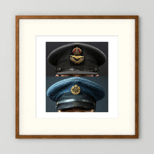 Composite image showing Royal Air Force Visor Caps. Pilot Officer and Ordinary Airman