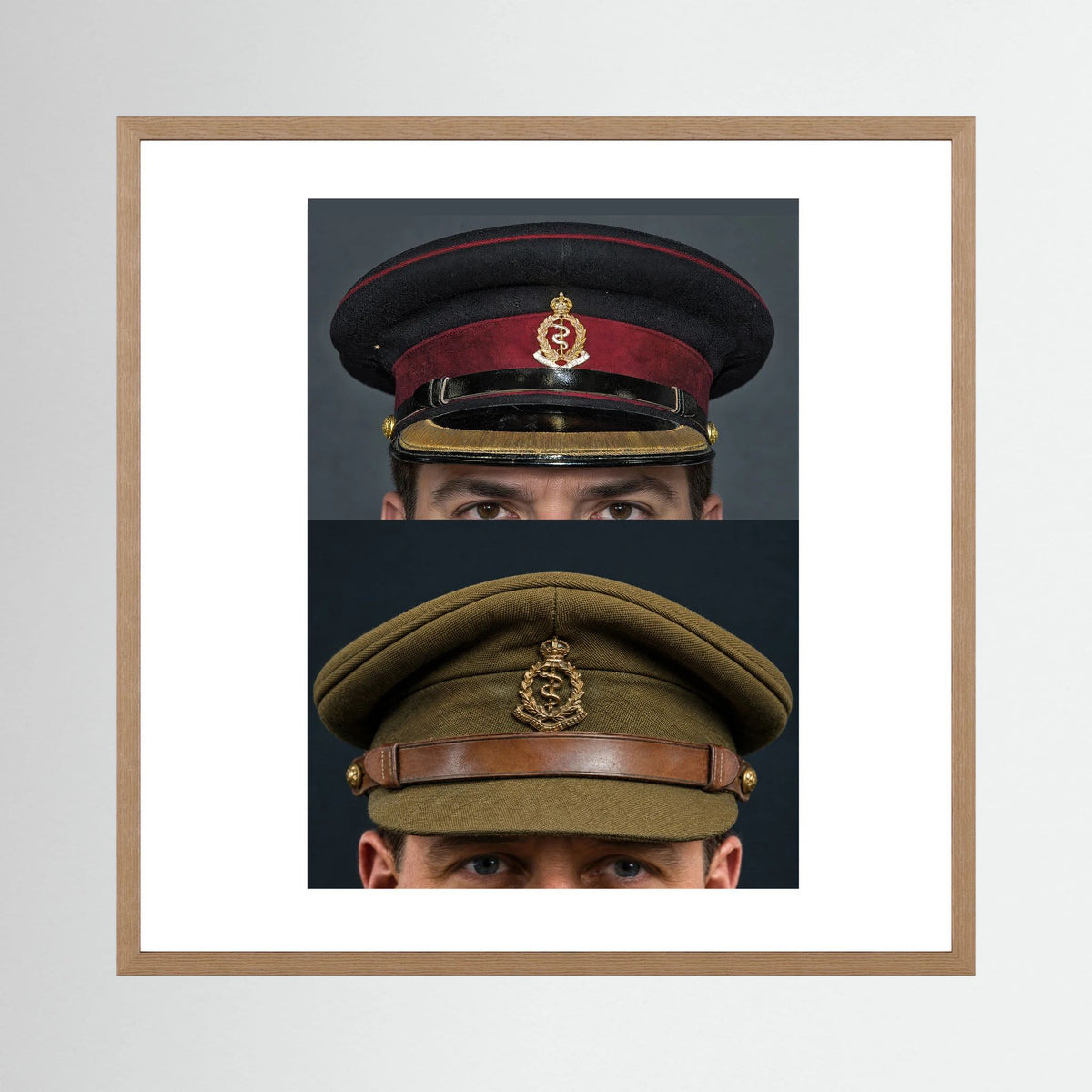 Royal Army Medical Corps Dress and Undress Visor Caps — composite presentation mockup