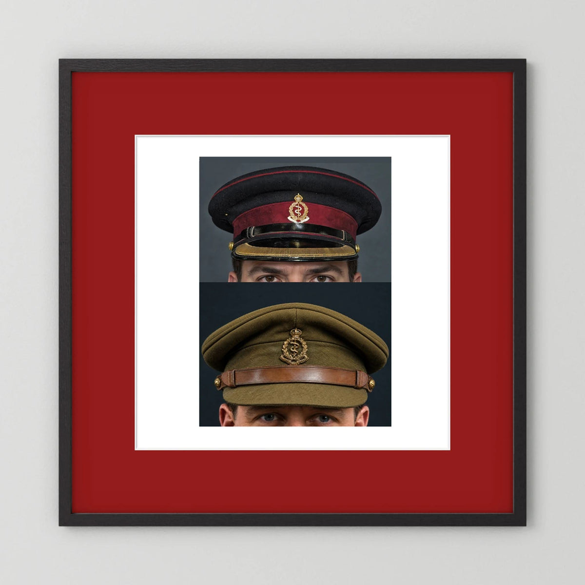 Royal Army Medical Corps Dress and Undress Visor Caps — composite presentation mockup