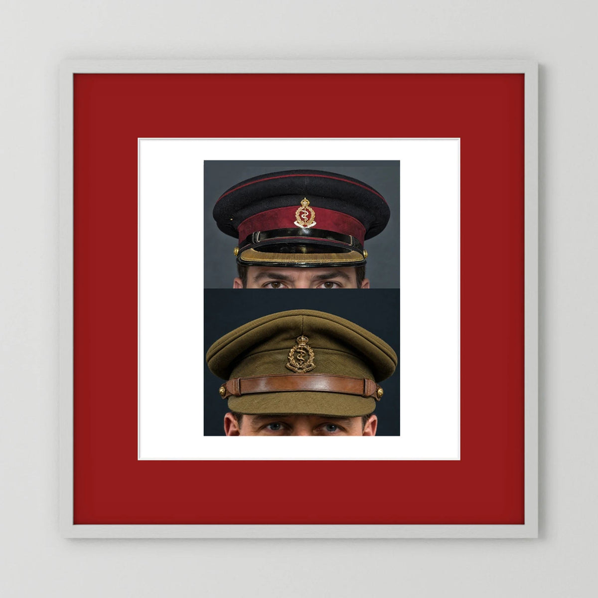 Royal Army Medical Corps Dress and Undress Visor Caps — composite presentation mockup