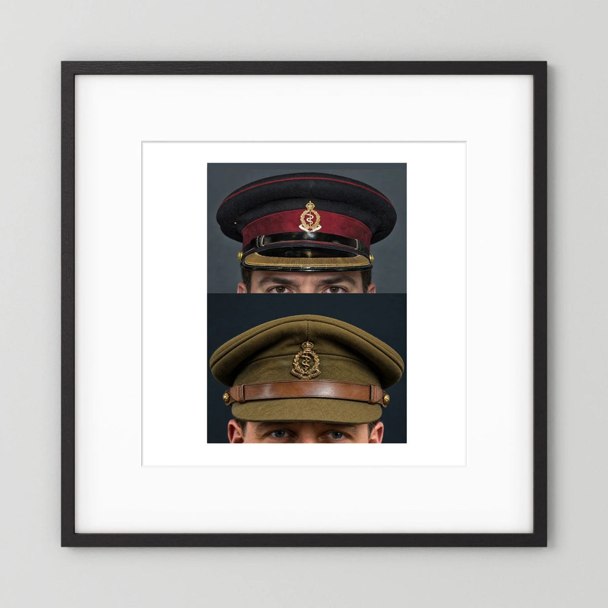 Royal Army Medical Corps Dress and Undress Visor Caps — composite presentation mockup