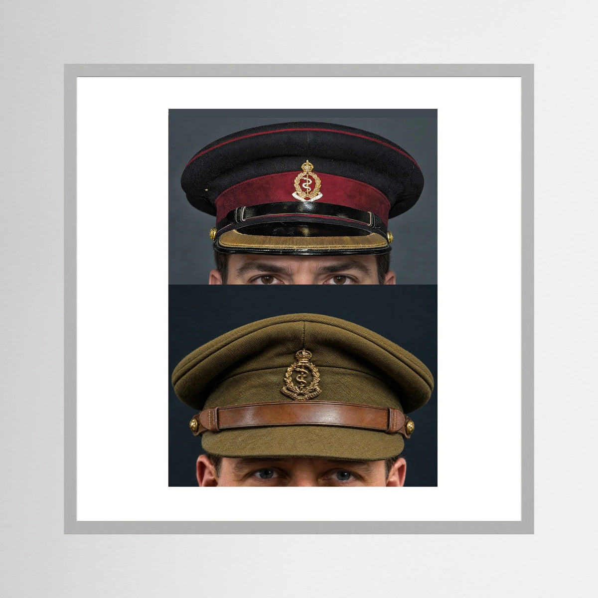 Royal Army Medical Corps Dress and Undress Visor Caps — composite presentation mockup