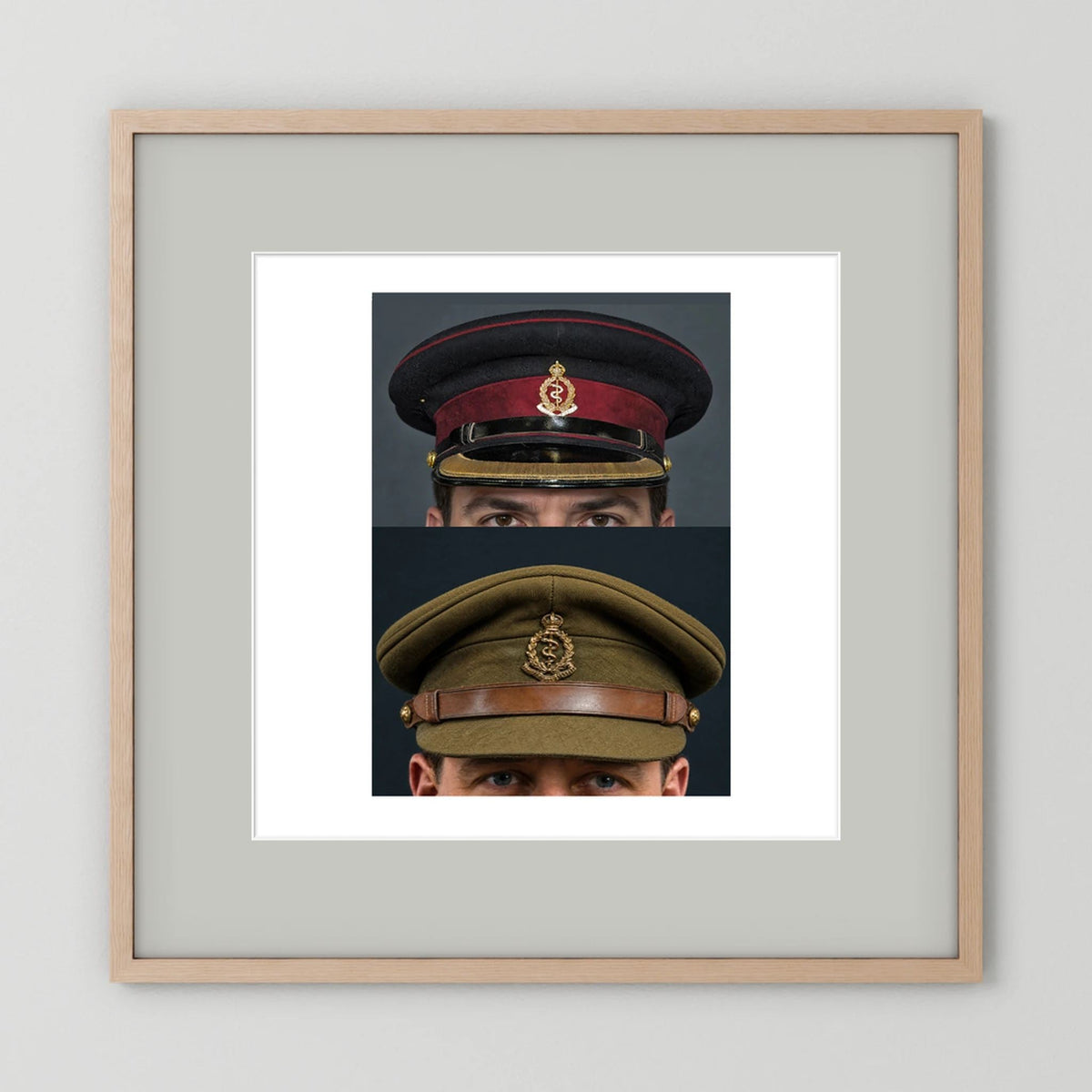 Royal Army Medical Corps Dress and Undress Visor Caps — composite presentation mockup