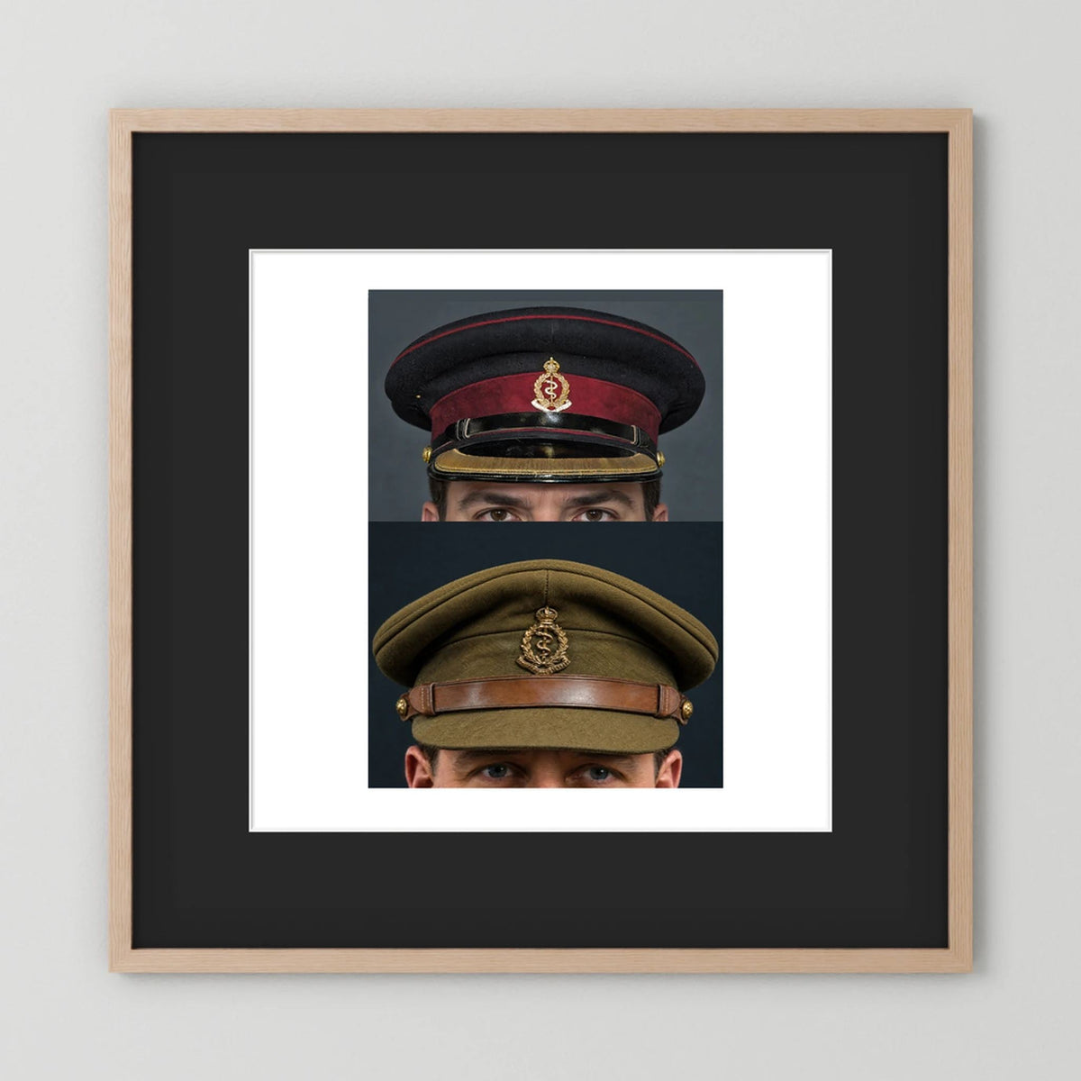 Royal Army Medical Corps Dress and Undress Visor Caps — composite presentation mockup