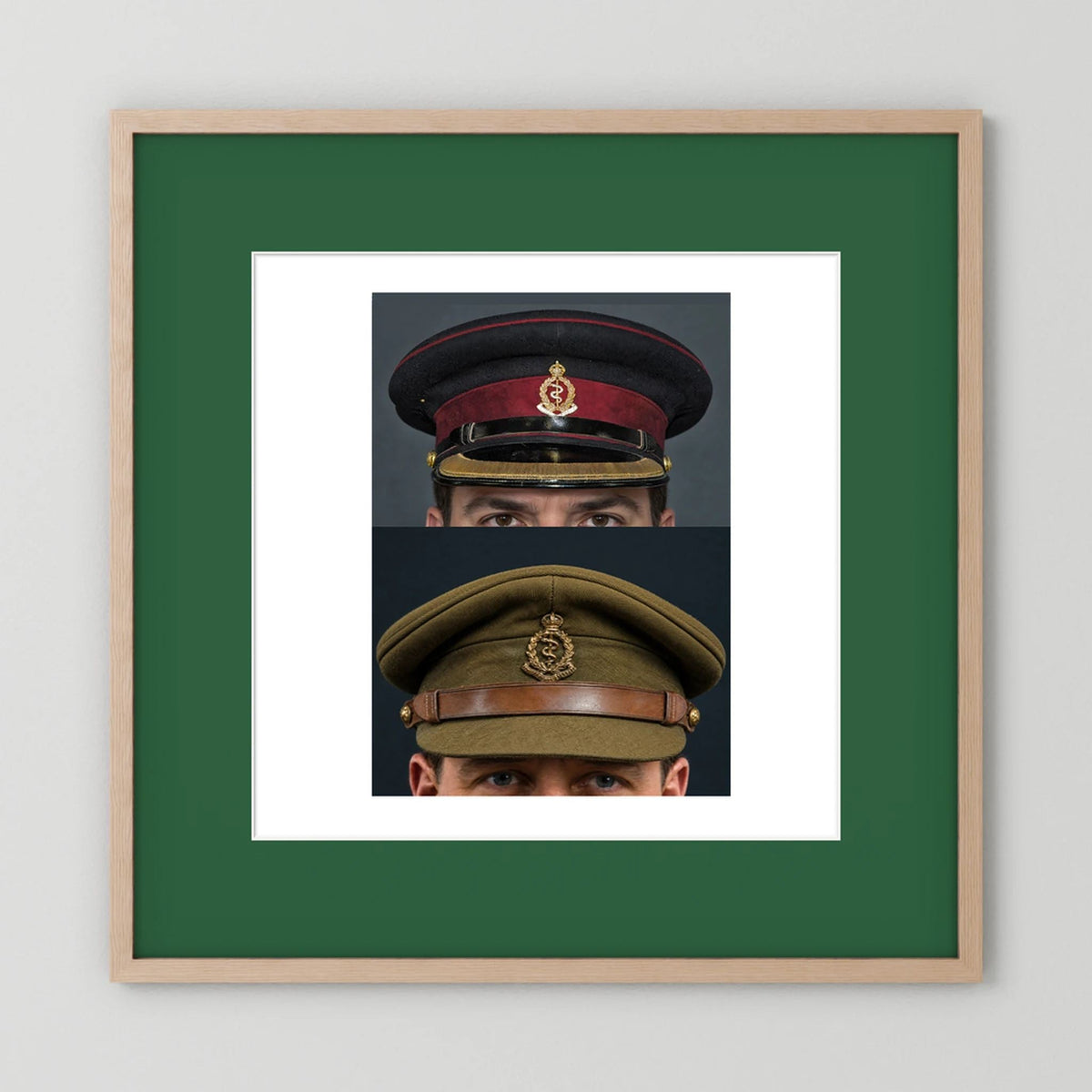 Royal Army Medical Corps Dress and Undress Visor Caps — composite presentation mockup