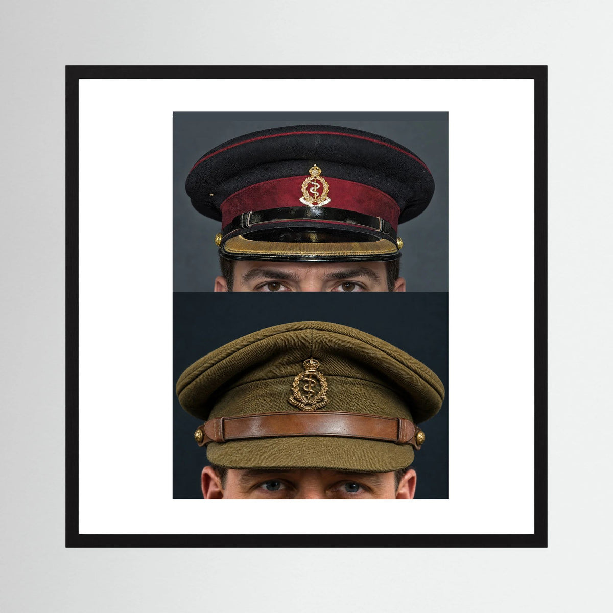 Royal Army Medical Corps Dress and Undress Visor Caps — composite presentation mockup