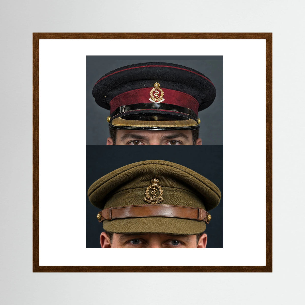 Royal Army Medical Corps Dress and Undress Visor Caps — composite presentation mockup
