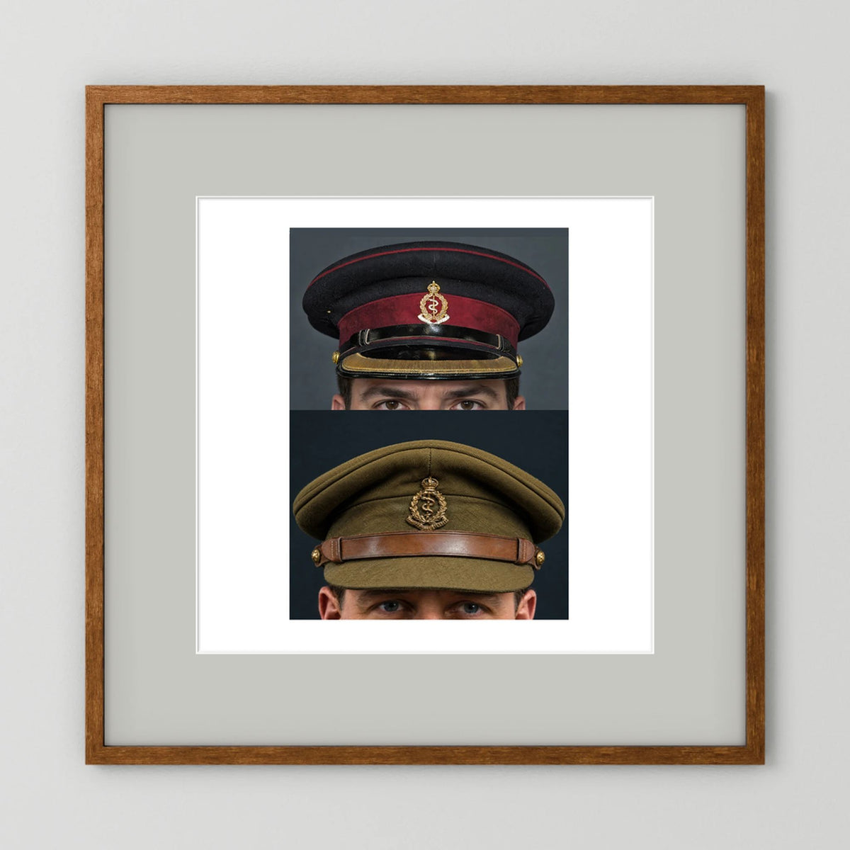 Royal Army Medical Corps Dress and Undress Visor Caps — composite presentation mockup