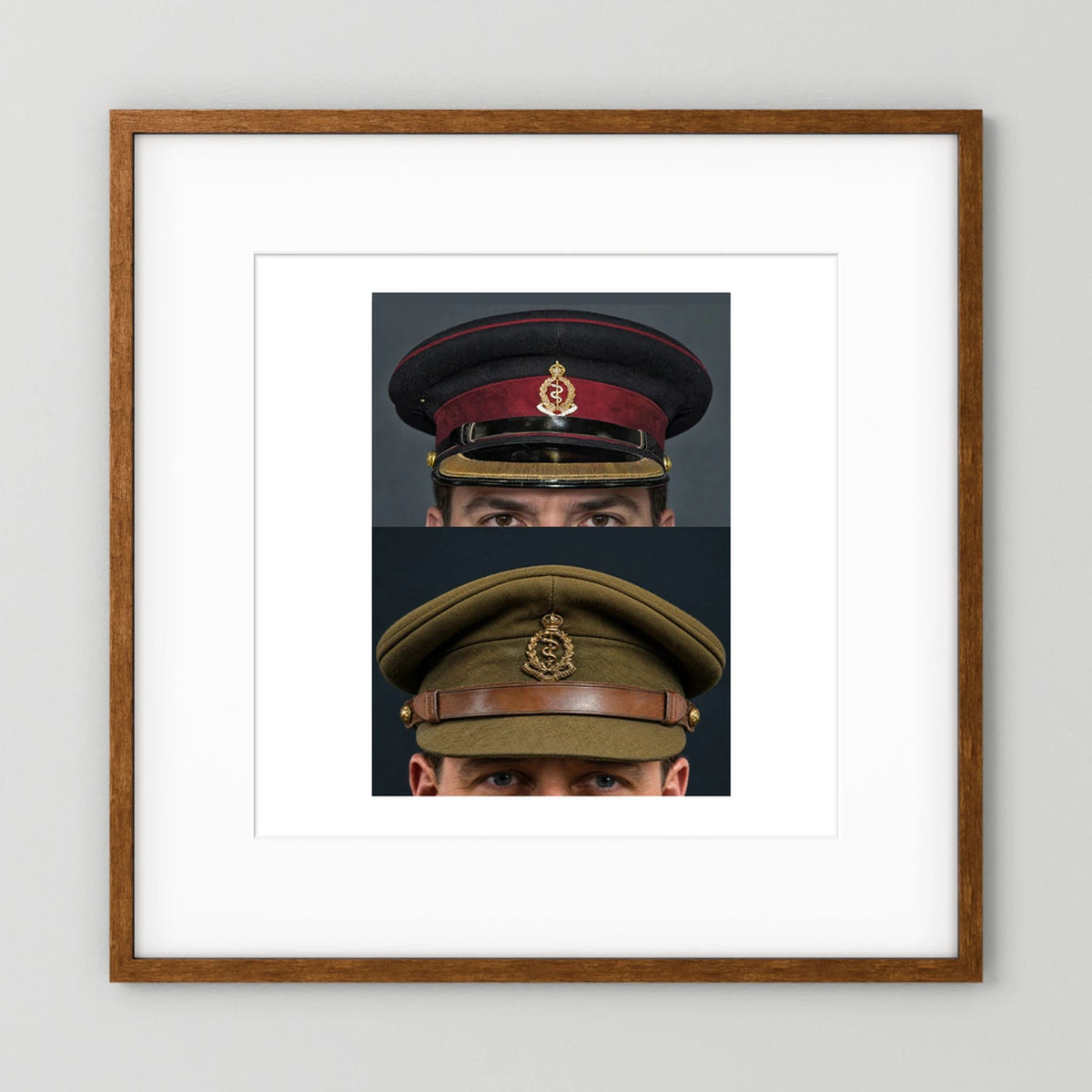 Royal Army Medical Corps Dress and Undress Visor Caps — composite presentation mockup
