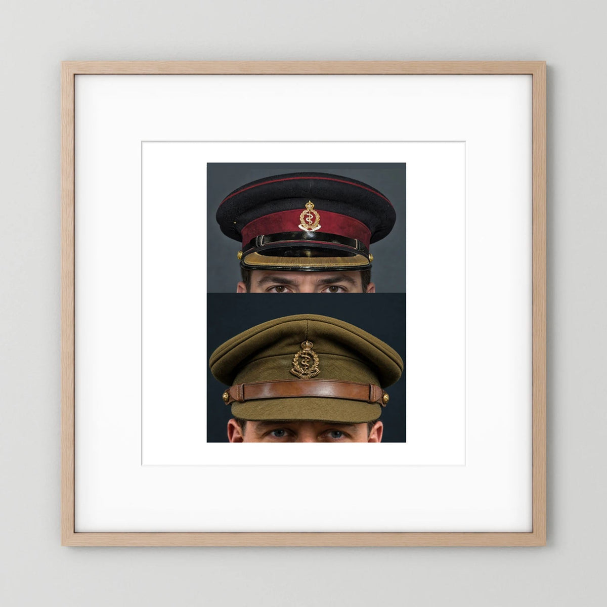 Royal Army Medical Corps Dress and Undress Visor Caps — composite presentation mockup