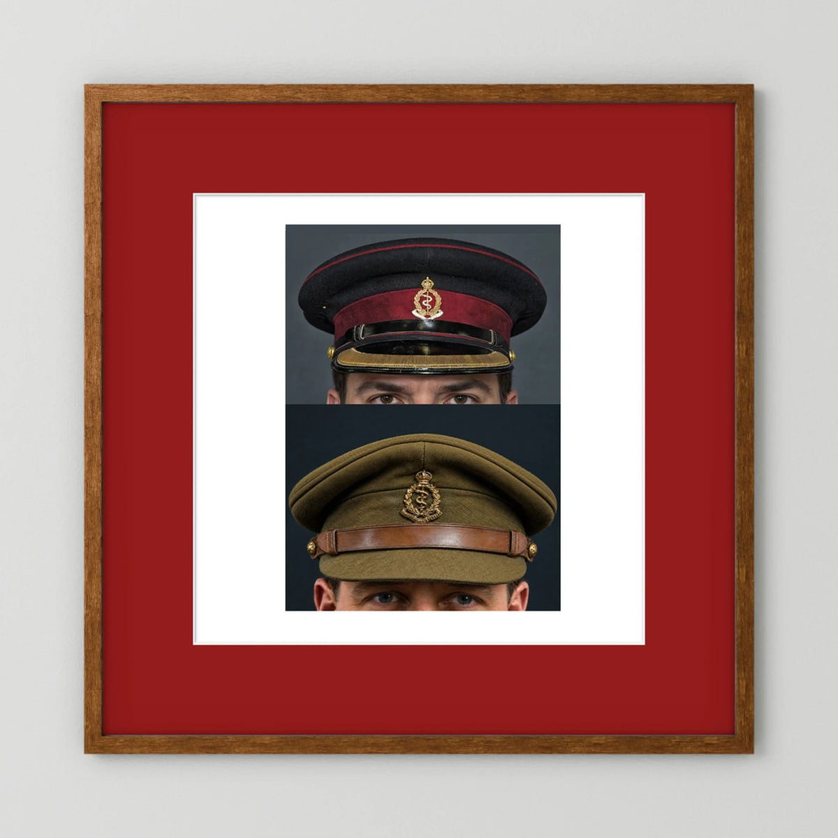 Royal Army Medical Corps Dress and Undress Visor Caps — composite presentation mockup