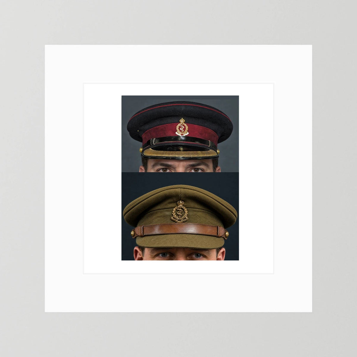 Royal Army Medical Corps Dress and Undress Visor Caps — composite presentation mockup