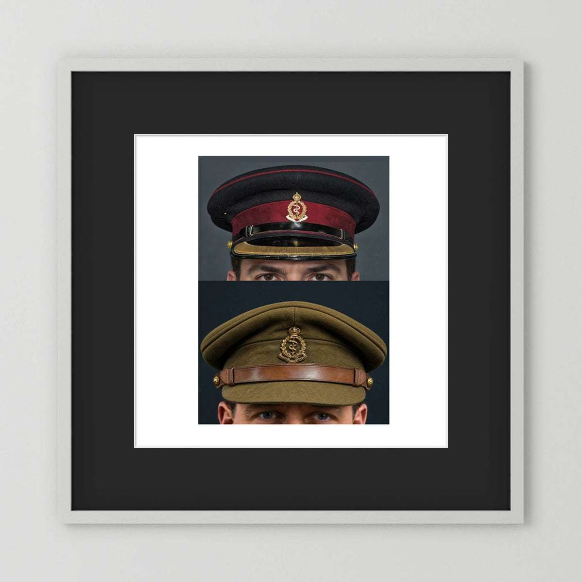 Royal Army Medical Corps Dress and Undress Visor Caps — composite presentation mockup