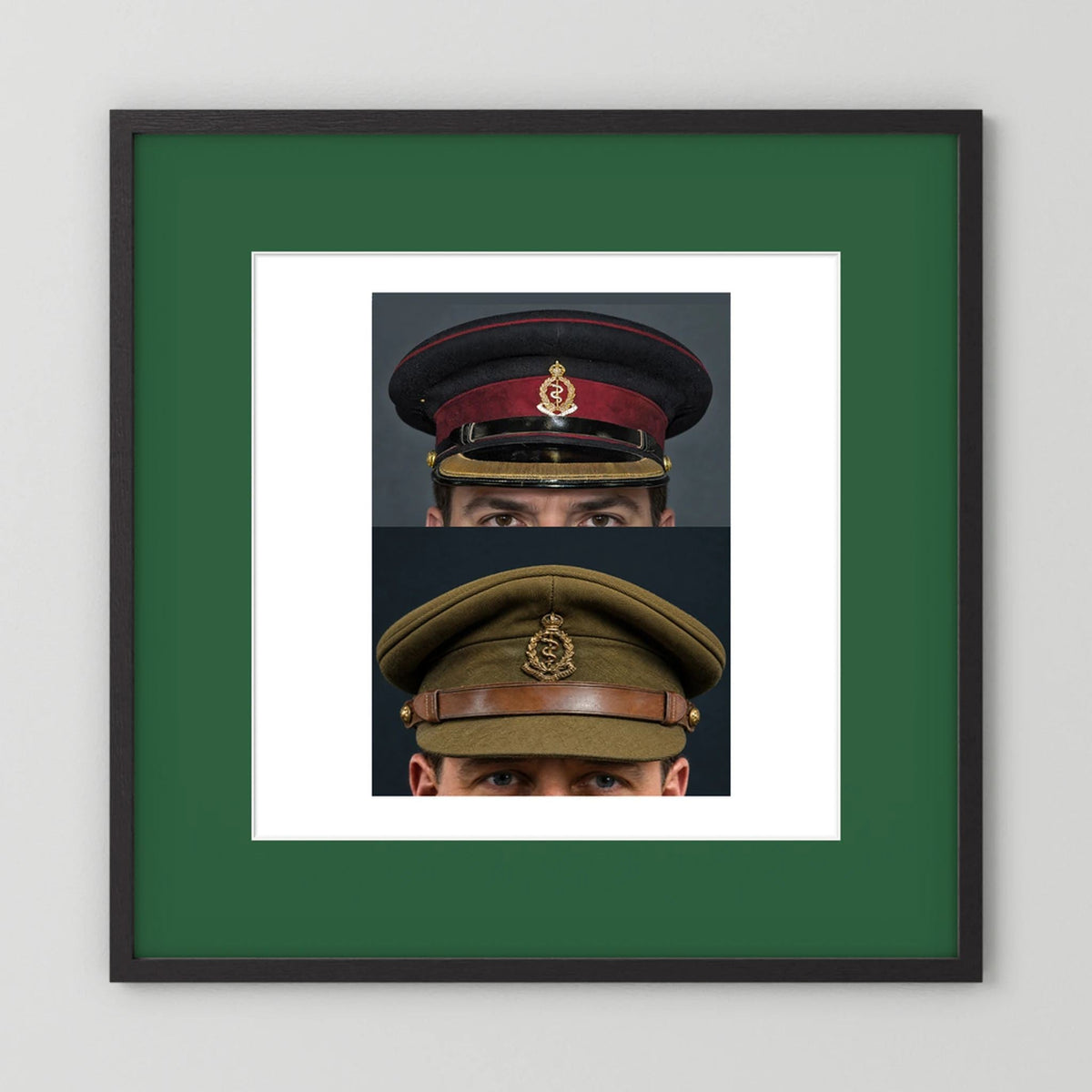 Royal Army Medical Corps Dress and Undress Visor Caps — composite presentation mockup