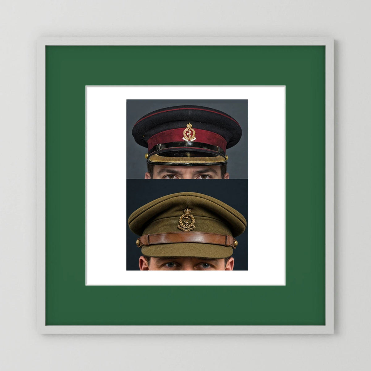 Royal Army Medical Corps Dress and Undress Visor Caps — composite presentation mockup