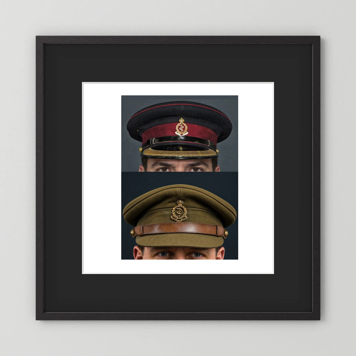 Royal Army Medical Corps Dress and Undress Visor Caps — composite presentation mockup