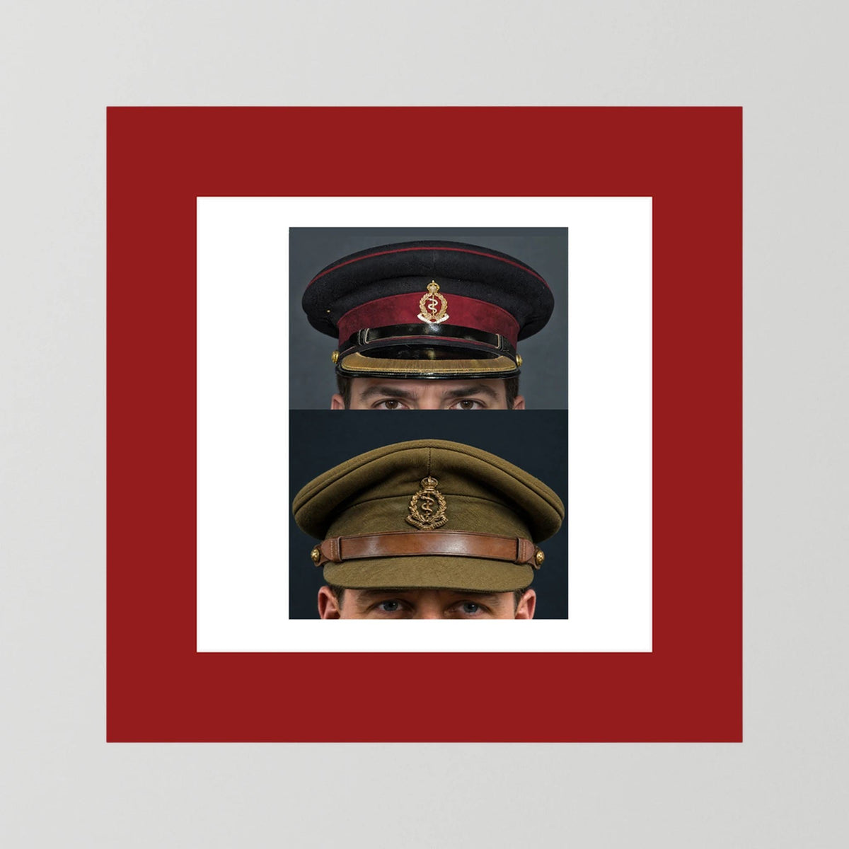 Royal Army Medical Corps Dress and Undress Visor Caps — composite presentation mockup