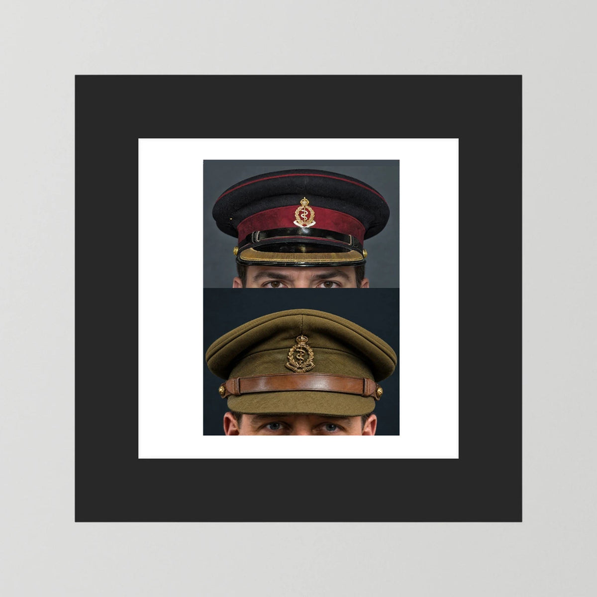 Royal Army Medical Corps Dress and Undress Visor Caps — composite presentation mockup