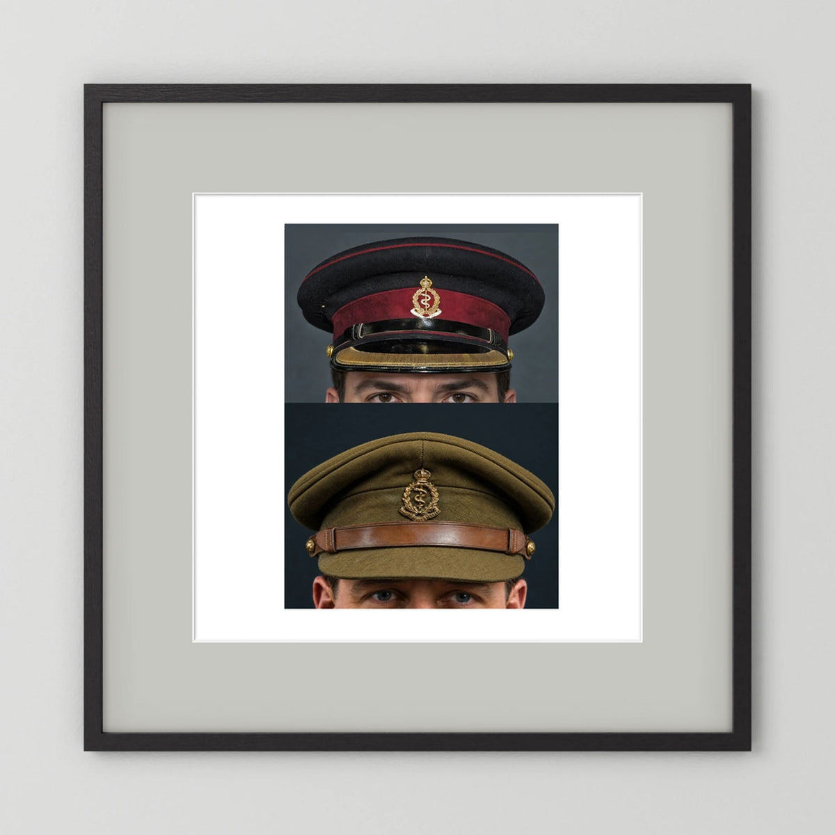 Royal Army Medical Corps Dress and Undress Visor Caps — composite presentation mockup